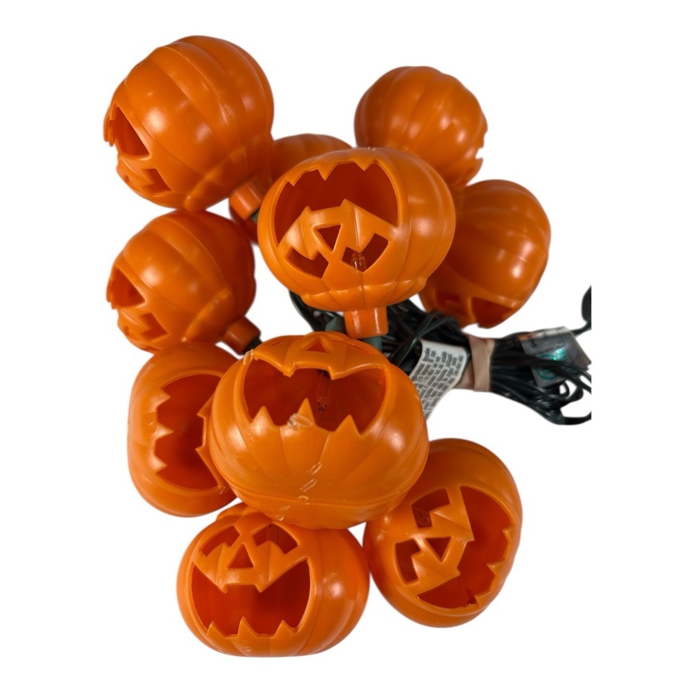 Vintage Halloween String Lights Jack O Lantern Pumpkin 10 Ct Christmas Working